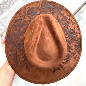 Floral camel rancher hat botanical ladies hat western tobacco colored hat